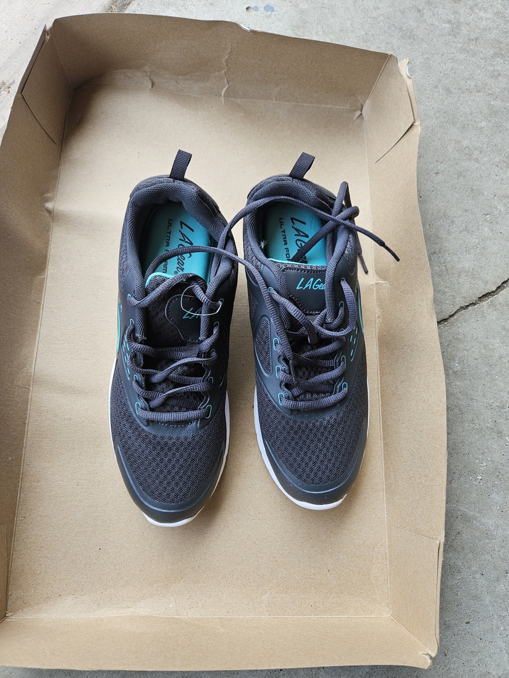L.A. Gear Women's Charcoal with Teal Accent Athletic Sneakers